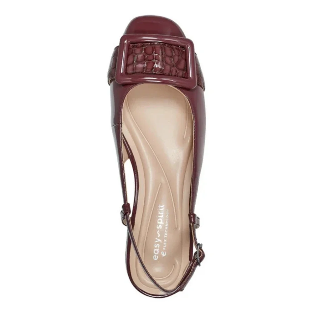 Easy Spirit Jola Pumps Women's 10 Red Patent Leather Block Heel Slingback PQ603